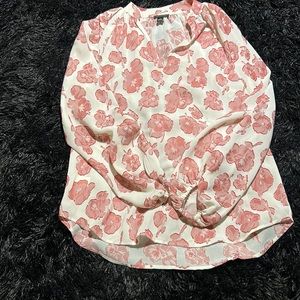 Ann Taylor Cream Floral TunicTop Blouse